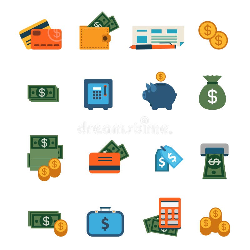 Het vlakke vectorpictogram van de plaatsinterface: financiën, bankwezen, dollar, geld stock illustratie Het vlakke vectorpictogram van de plaatsinterface: financiën, bankwezen, dollar, geld stock illustratie