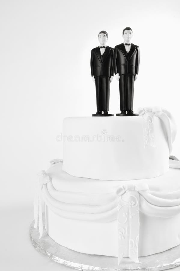 Het Vrolijke Paar van de huwelijkscake royalty-vrije stock foto Het Vrolijke Paar van de huwelijkscake royalty-vrije stock foto