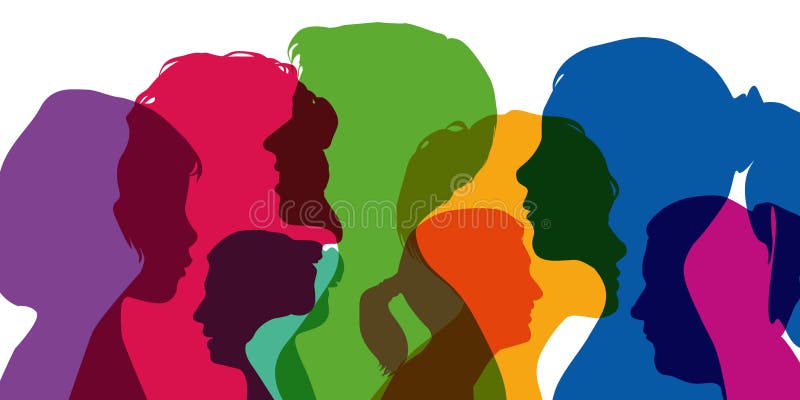 Het vrouwelijke die geslacht door superposition van verschillende profielen wordt gesymboliseerd stock illustratie Het vrouwelijke die geslacht door superposition van verschillende profielen wordt gesymboliseerd stock illustratie