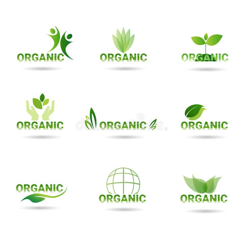 Het Webpictogram Vastgesteld Groen Logo Collection van het Eco Vriendschappelijk Organisch Natuurlijke Product vector illustratie Het Webpictogram Vastgesteld Groen Logo Collection van het Eco Vriendschappelijk Organisch Natuurlijke Product vector illustratie