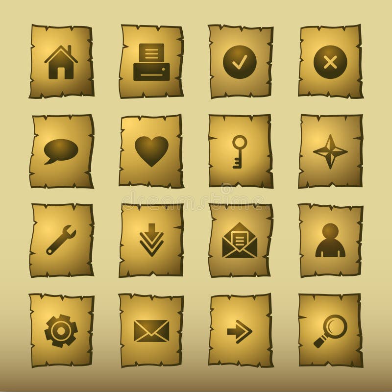 Papyrus web-iconen stock illustratie