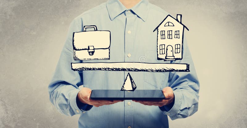 Work and life balance with young man holding a tablet computer. Work and life balance with young man holding a tablet computer