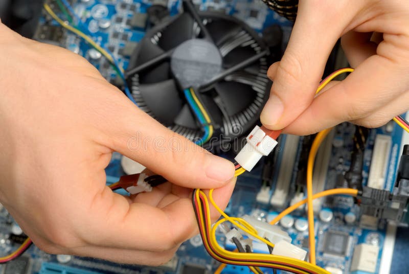 Het werken aan computerdelen stock foto's Het werken aan computerdelen stock foto's