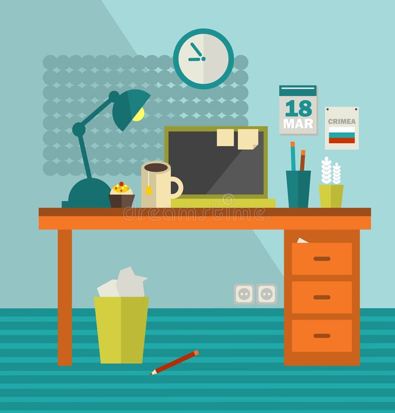 Download Het Werkplaats Van Webontwerper Op Vakantie. Vector Illustratie - Illustratie bestaande uit potlood, affiche: 39109556