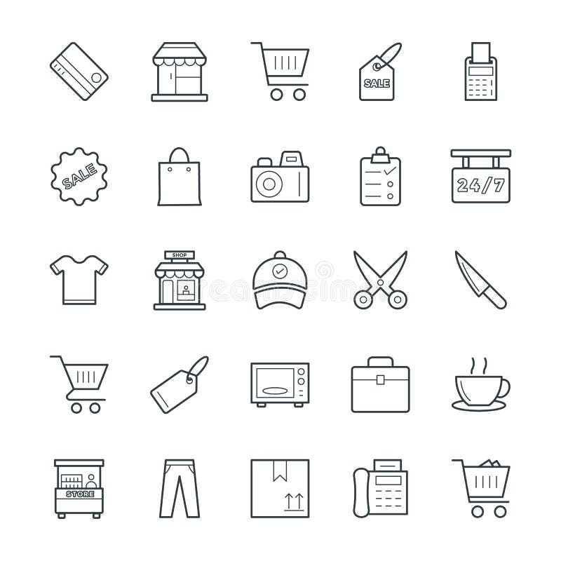Het winkelen Koele Vectorpictogrammen 1 royalty-vrije illustratie Het winkelen Koele Vectorpictogrammen 1 royalty-vrije illustratie