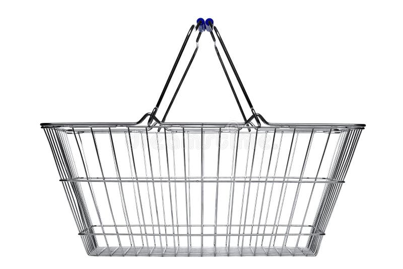 Het winkelen mand die op wit wordt geïsoleerdn stock afbeelding Het winkelen mand die op wit wordt geïsoleerdn stock afbeelding