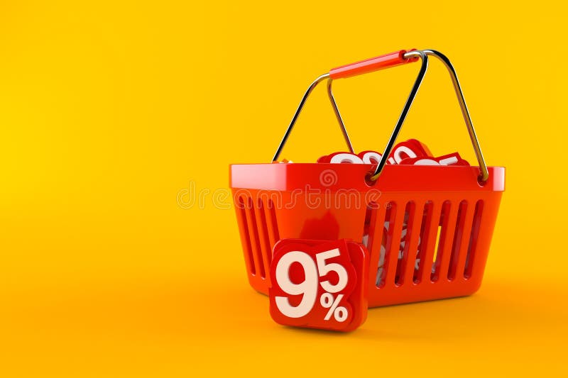 Het winkelen Mand met Percentensymbool vector illustratie Het winkelen Mand met Percentensymbool vector illustratie