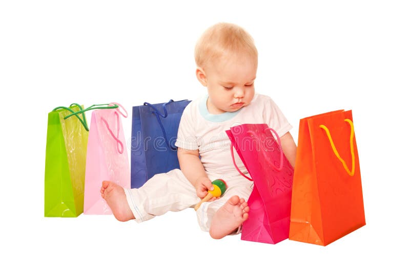 Het winkelen van de baby. stock afbeeldingen Het winkelen van de baby. stock afbeeldingen