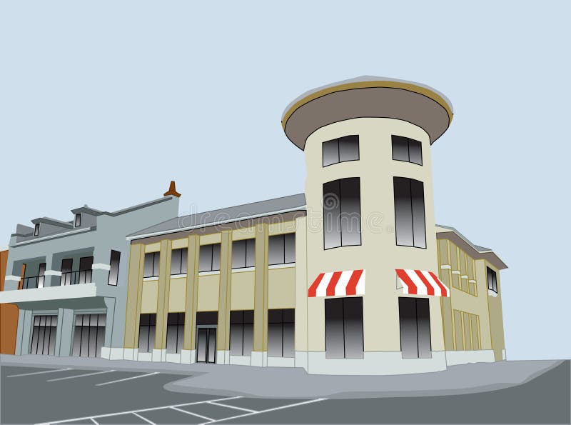 Het winkelen van Upscale plein stock illustratie Het winkelen van Upscale plein stock illustratie