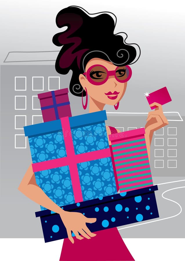 Het winkelende meisje van de manier vector illustratie Het winkelende meisje van de manier vector illustratie