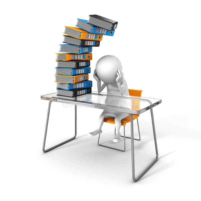 Het witte 3d Person Tired Of Hard Office-Werk vector illustratie Het witte 3d Person Tired Of Hard Office-Werk vector illustratie