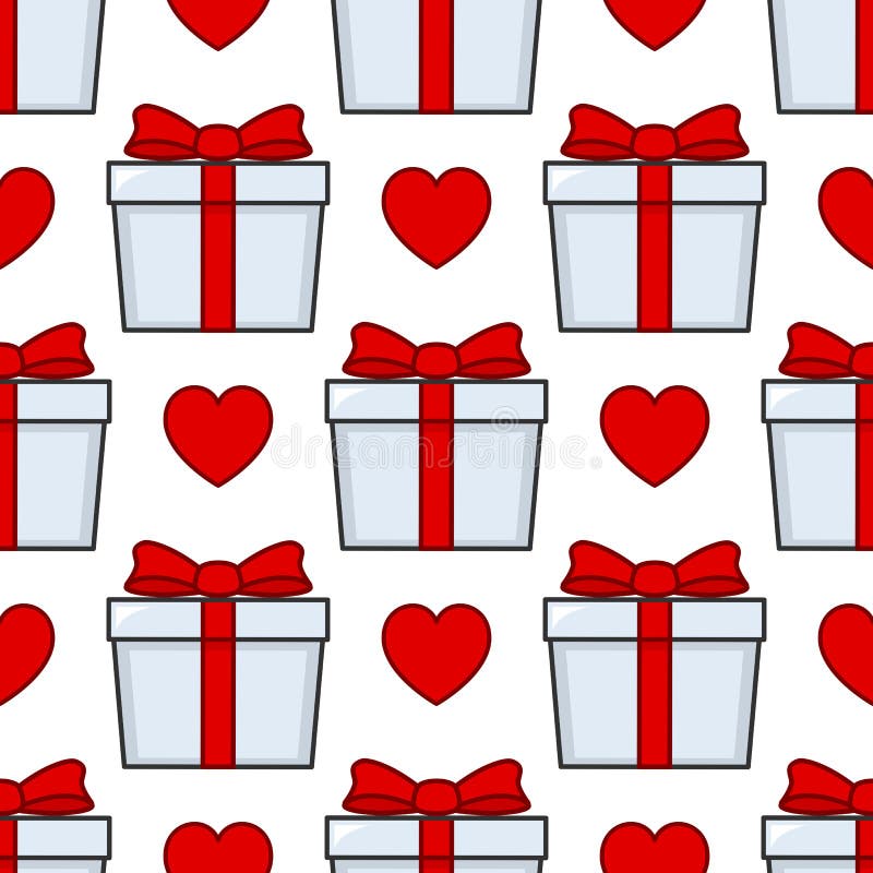 Het witte Naadloze Patroon van het Gift Rode Lint royalty-vrije illustratie Het witte Naadloze Patroon van het Gift Rode Lint royalty-vrije illustratie