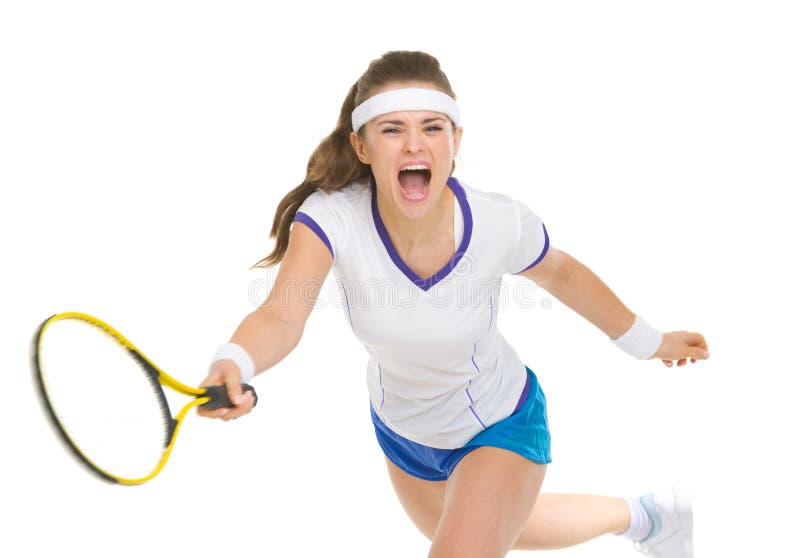 Het woeden tennisspeler die bal raken stock fotografie Het woeden tennisspeler die bal raken stock fotografie
