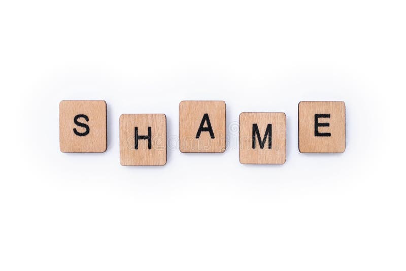 Het woord SHAME stock afbeeldingen Het woord SHAME stock afbeeldingen