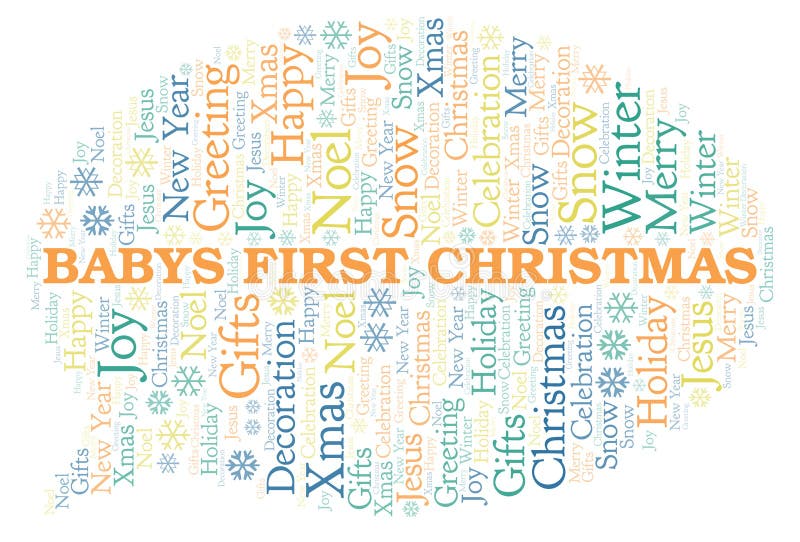 Het woordwolk van babys Eerste Kerstmis royalty-vrije illustratie Het woordwolk van babys Eerste Kerstmis royalty-vrije illustratie