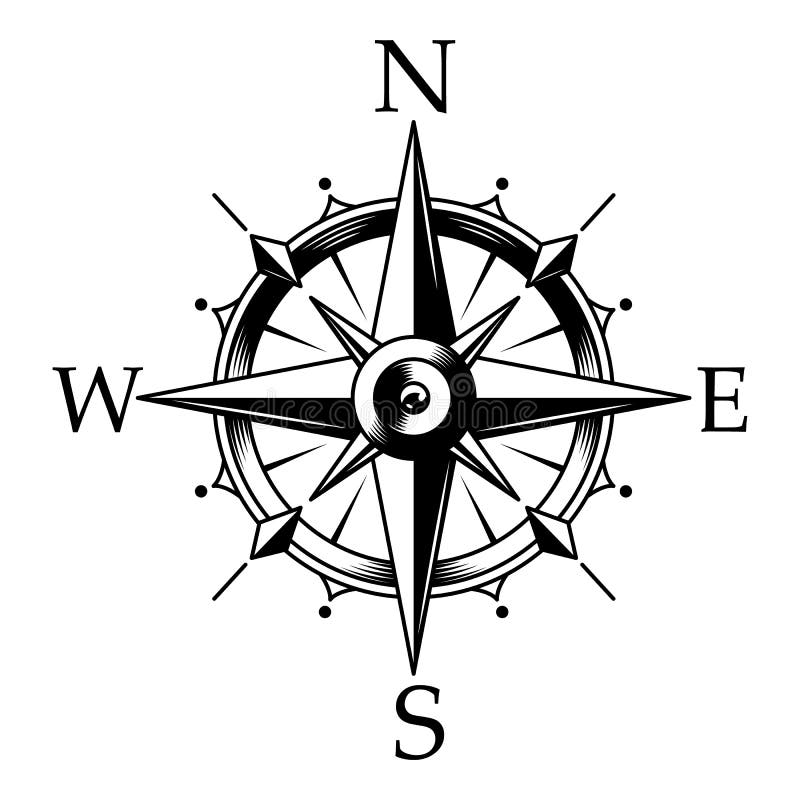Het zeevaartkompas en de wind namen concept toe stock illustratie Het zeevaartkompas en de wind namen concept toe stock illustratie