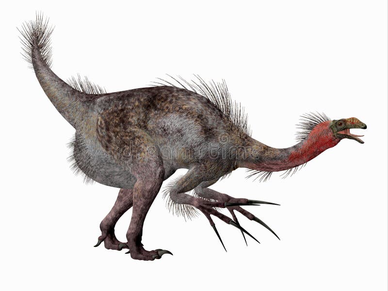 Het Zijprofiel van de Therizinosaurusdinosaurus stock illustratie Het Zijprofiel van de Therizinosaurusdinosaurus stock illustratie