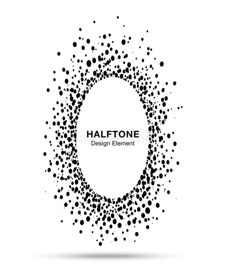 Het zwarte abstracte vector ovale van het de puntenembleem van het cirkelkader halftone element van het het embleemontwerp voor m royalty-vrije illustratie Het zwarte abstracte vector ovale van het de puntenembleem van het cirkelkader halftone element van het het embleemontwerp voor m royalty-vrije illustratie