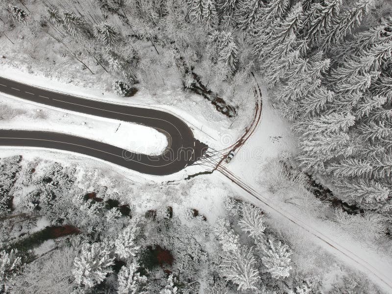 Het zwarte Bossatellietbeeld Duitsland van het de winterlandschap stock foto's Het zwarte Bossatellietbeeld Duitsland van het de winterlandschap stock foto's