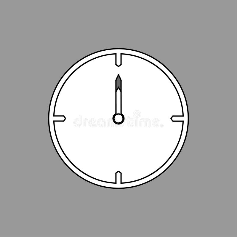 Het zwarte dunne pictogram van de lijnklok op grijze achtergrond 12 uur - vectorillustratie stock illustratie Het zwarte dunne pictogram van de lijnklok op grijze achtergrond 12 uur - vectorillustratie stock illustratie