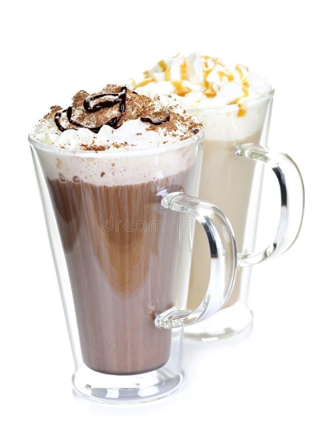 Hete chocolade en koffiedranken stock afbeelding Hete chocolade en koffiedranken stock afbeelding