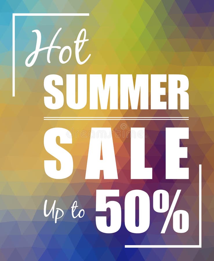 Hete de Zomerverkoop tot 50% over veelhoekige achtergrond royalty-vrije illustratie Hete de Zomerverkoop tot 50% over veelhoekige achtergrond royalty-vrije illustratie