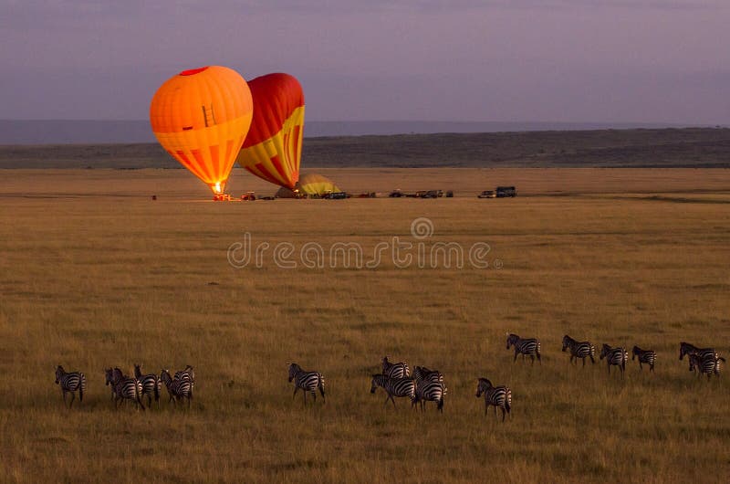 Hete luchtballon in Maasai Mara royalty-vrije stock afbeeldingen Hete luchtballon in Maasai Mara royalty-vrije stock afbeeldingen