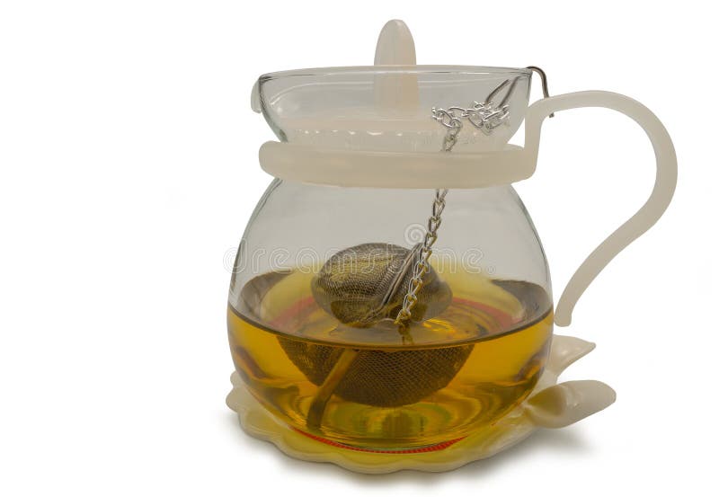 Hete theepot op witte achtergrond stock afbeelding Hete theepot op witte achtergrond stock afbeelding