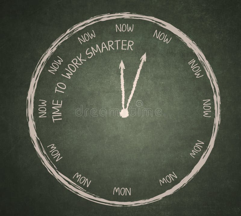 Heure de travailler plus futé sur le tableau noir illustration libre de droits Heure de travailler plus futé sur le tableau noir illustration libre de droits