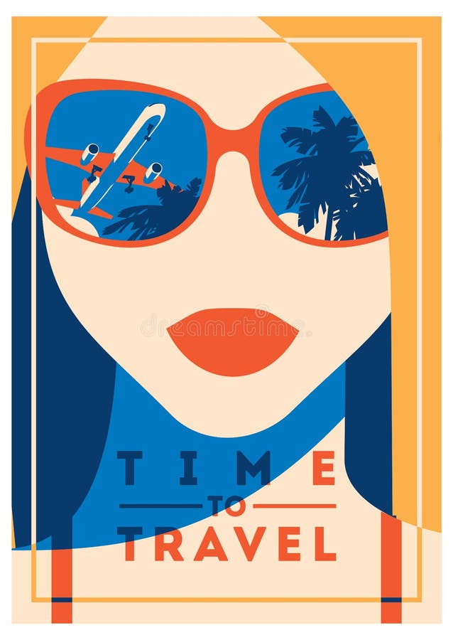 Heure de voyager et affiche de colonie de vacances illustration libre de droits Heure de voyager et affiche de colonie de vacances illustration libre de droits