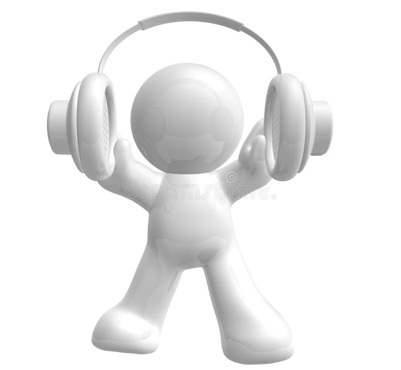 Happy and joy of listening music 3d icon figure illustration. Happy and joy of listening music 3d icon figure illustration