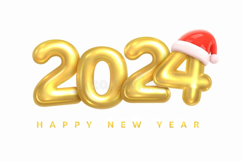 Heureux Nouvel an 2023. Numéro D'or Avec Chapeau Santa. Décoration