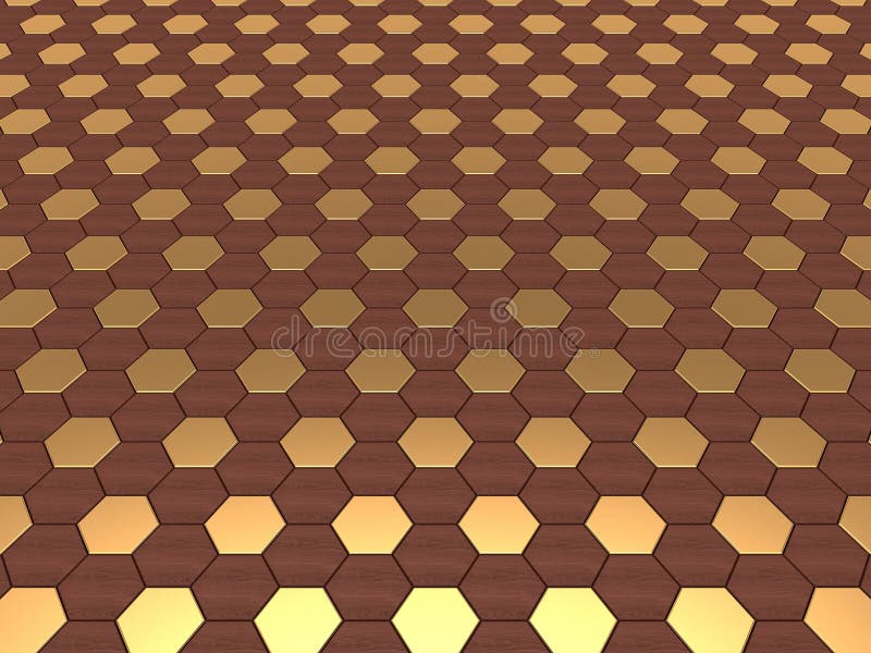 Hex Background in Wood & Gold Stock Illustration Illustration of