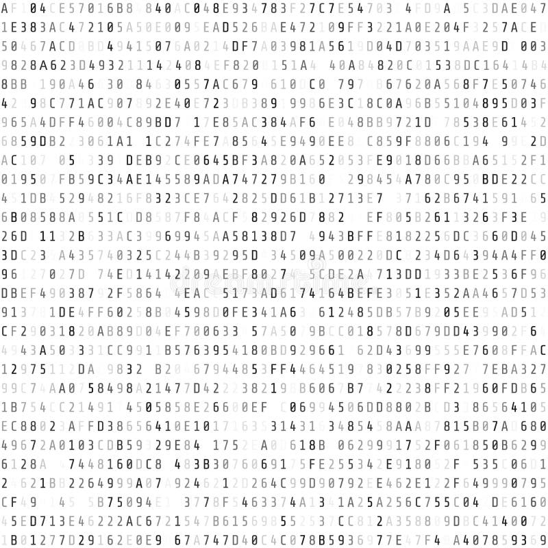 Random Hex Code Stream. Abstract digital data element. Matrix background. Vector illustration isolated on white.