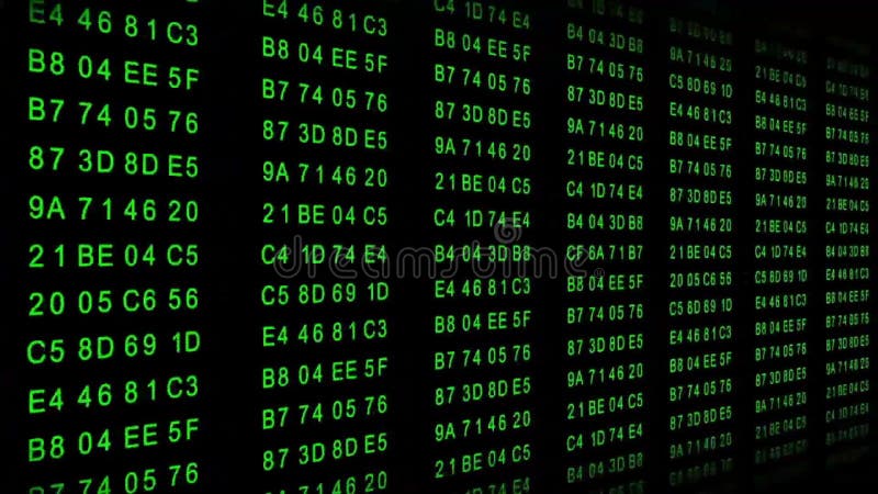 Hexadecimal Code - Data flow - green vector illustration