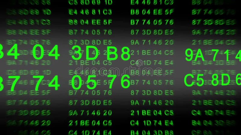 Hexadecimal Code - Data flow - green vector illustration