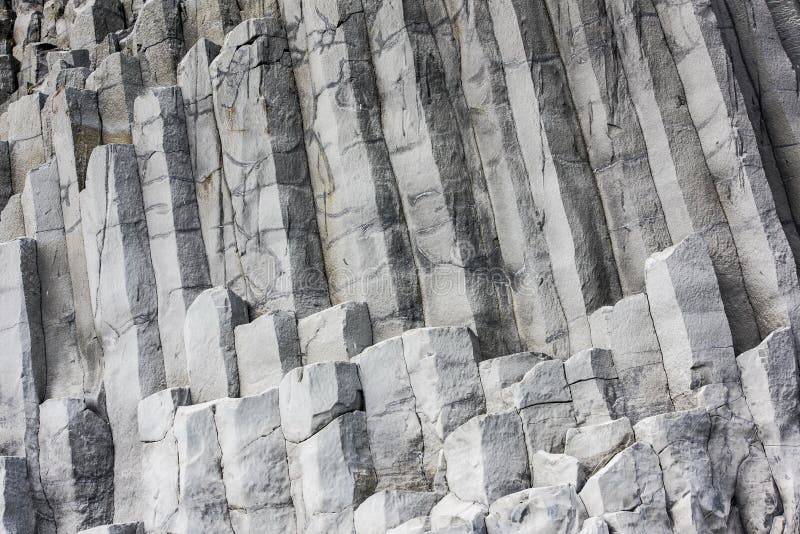 Hexagon basalt columns at the beach Reynisfjara, Iceland stock photos