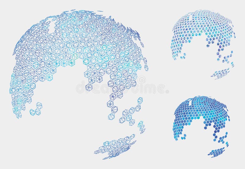 Hexagon Earth Abstract Globe Vector Mesh Network Model and Triangle Mosaic Icon stock illustration Hexagon Earth Abstract Globe Vector Mesh Network Model and Triangle Mosaic Icon stock illustration