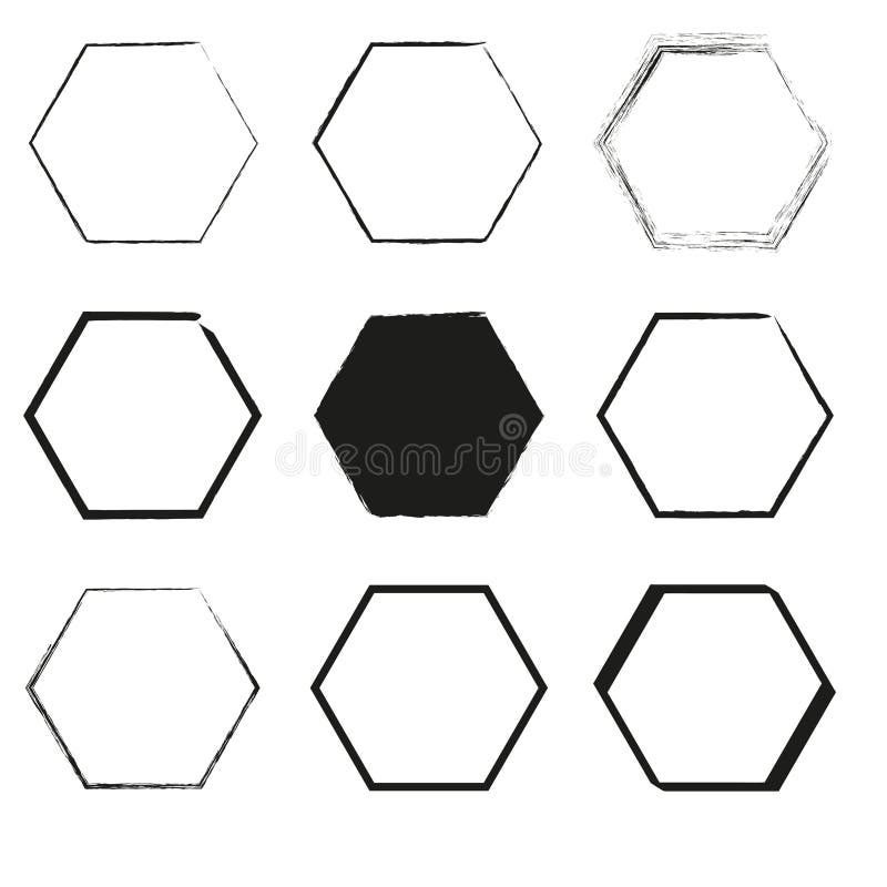 Hexagon grid shape. Honeycomb vector figure. Black cell contrast. Abstract geometric form. royalty free illustration