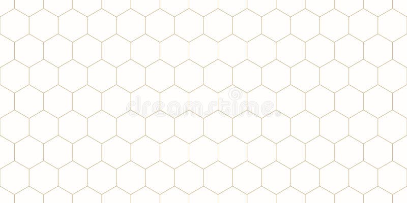 Hexagon grid vector seamless pattern. Subtle gold lines texture, delicate minimalist lattice, mesh, net, honeycomb, hexagons. vector illustration