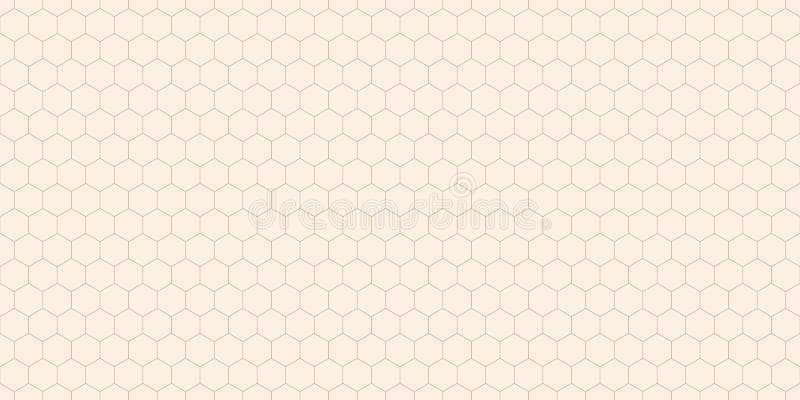Hexagon grid vector seamless pattern. Subtle gold lines texture, delicate minimalist lattice, mesh, net, honeycomb, hexagons. royalty free illustration