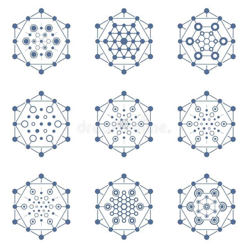 Hexagon. Hexagonal shape element and sign. Global connection concept template for your design. Abstract flat wire frame shape. stock illustration