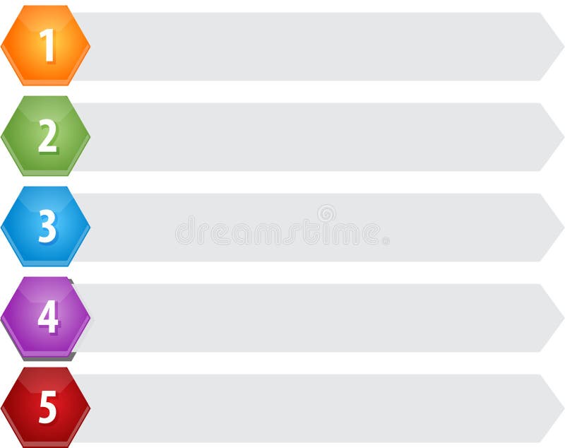 Hexagon Items Five blank business diagram illustration royalty free illustration