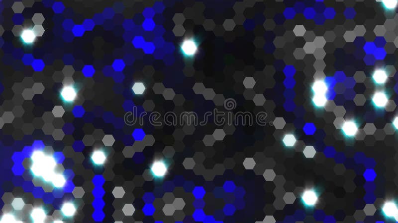Hexagon lights - imitation of shiny sparkles, 3d render background, computer generated stock illustration