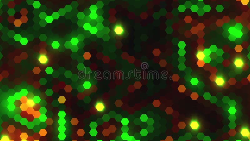 Hexagon lights - imitation of shiny sparkles, 3d render background, computer generated royalty free illustration