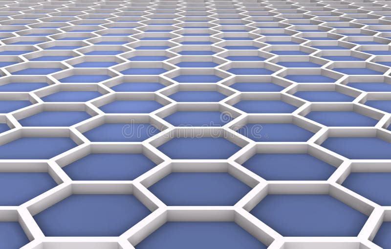 Hexagon mesh in perspective over blue background royalty free stock images
