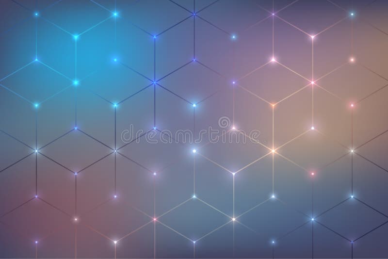 Hexagon neon color abstract background royalty free illustration