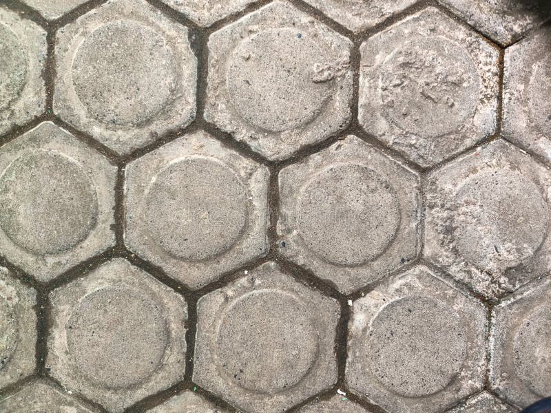 Hexagon paving bricks background and pattern stock images