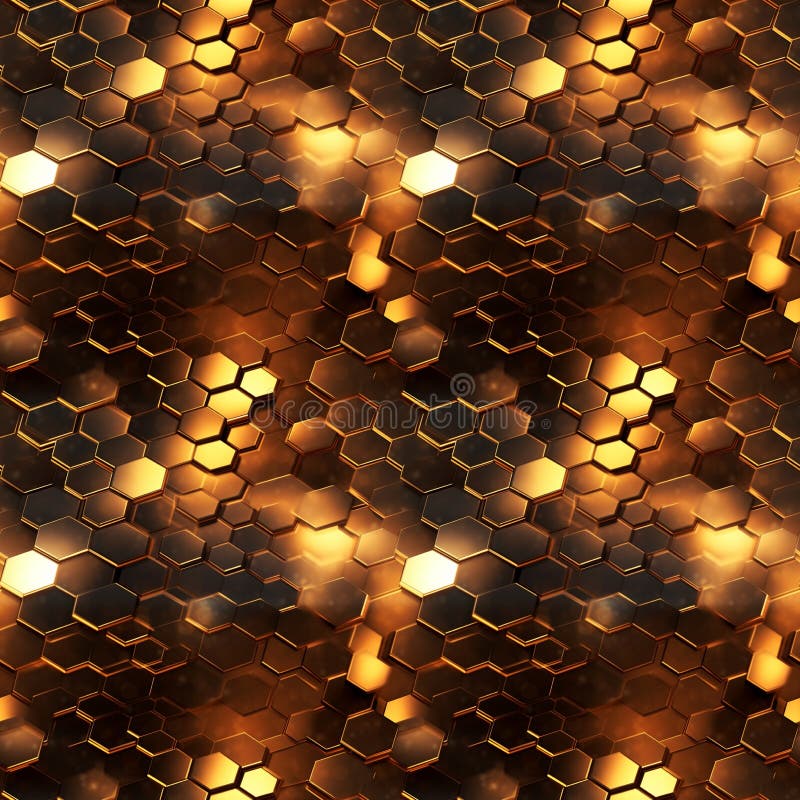 Model hexagonal fără sudură care luminează fundalul geometric al fagurilor abstract de culoare metalică stock photos