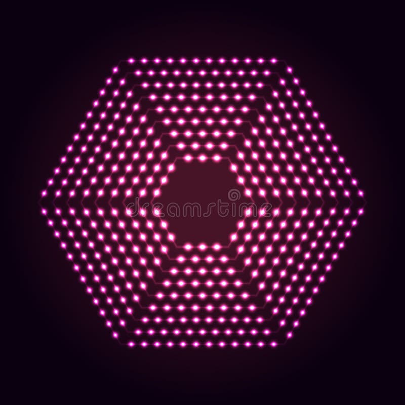 Hexagon shape abstract neon lights background royalty free illustration